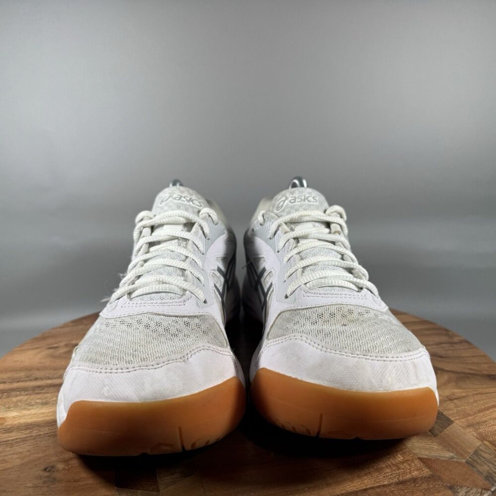 Asics White Silver Athletic Shoes with Gum Soles - Picture 2 of 8